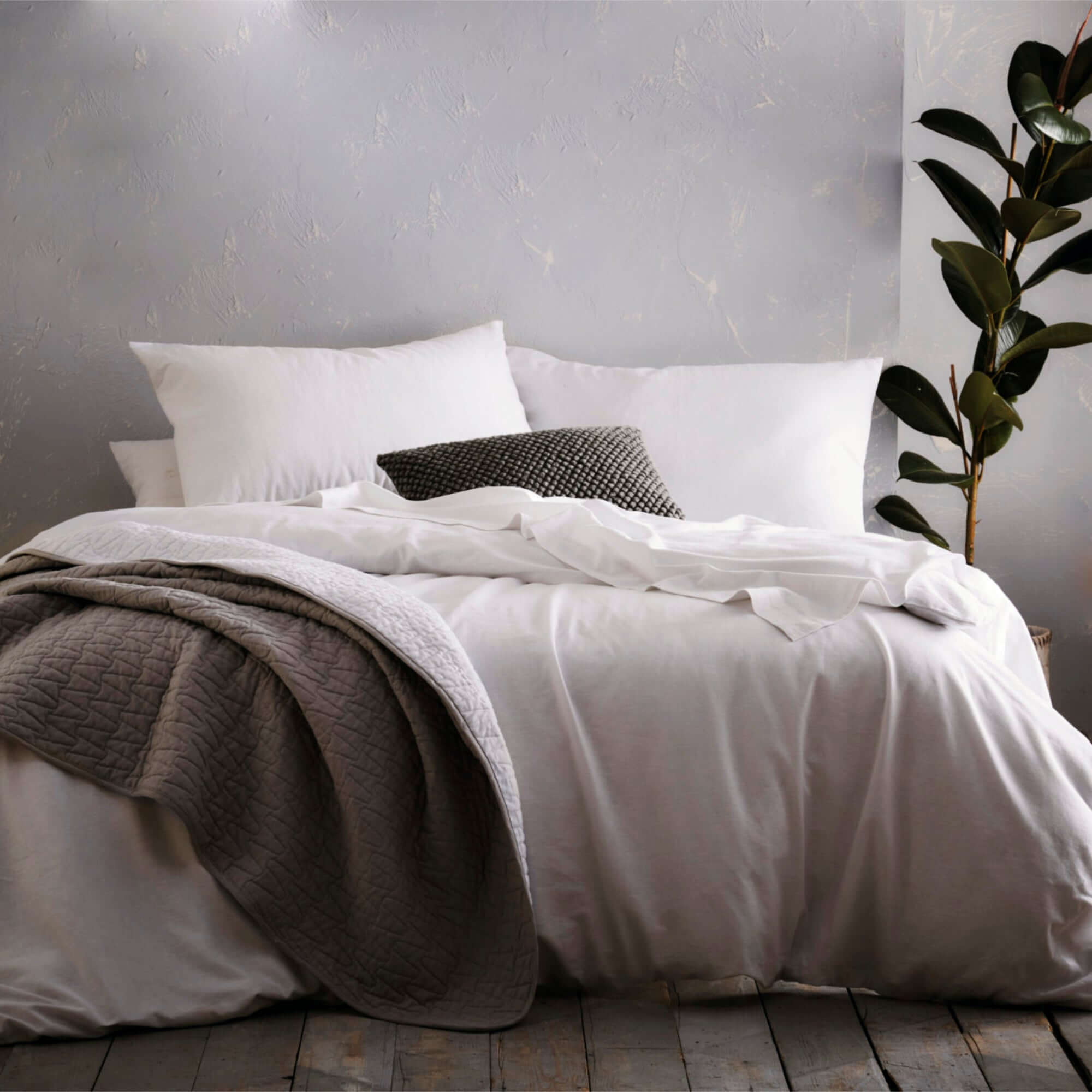 Escapology - Classic White Linen-Cotton Bedding Collection