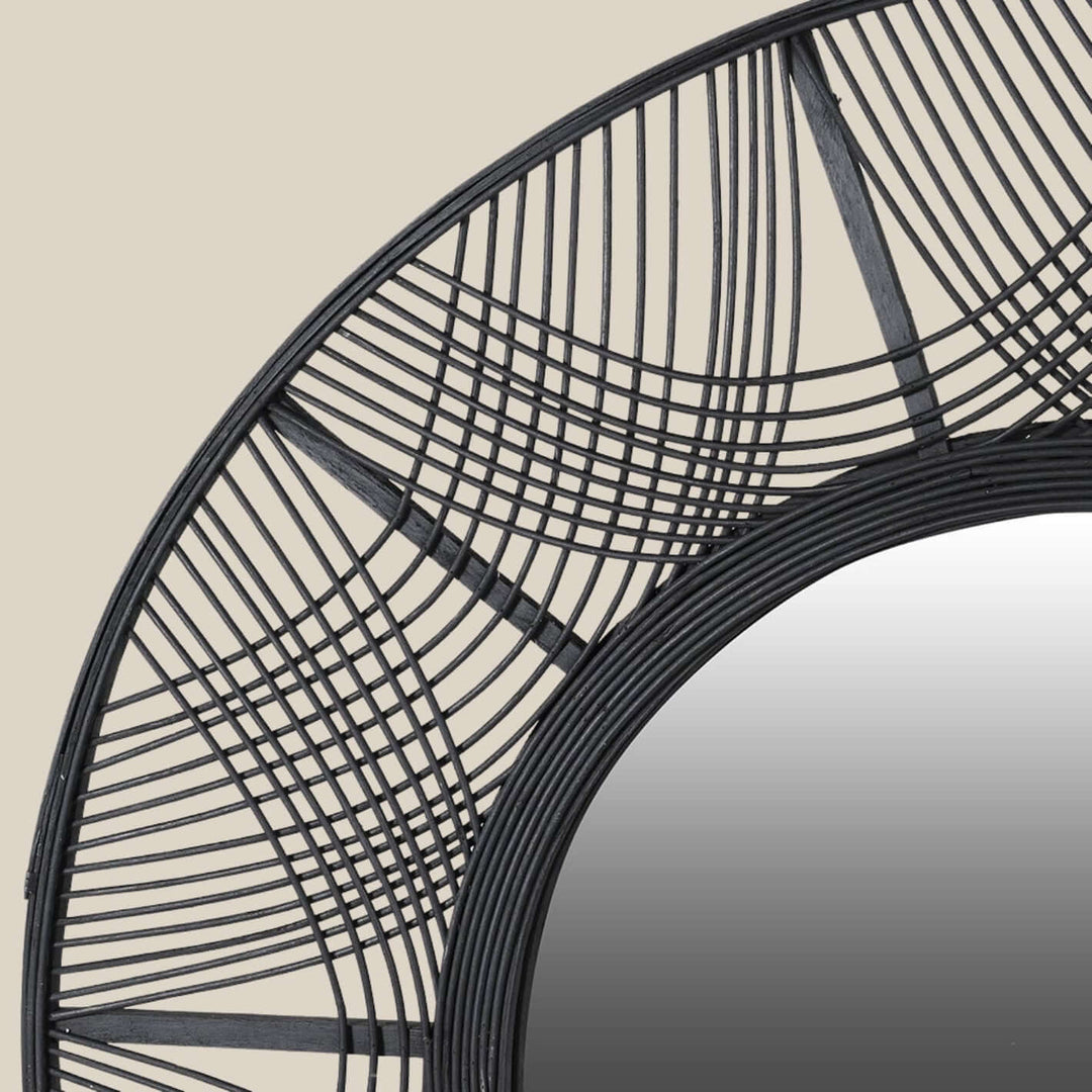 Woven Bamboo Round Mirror