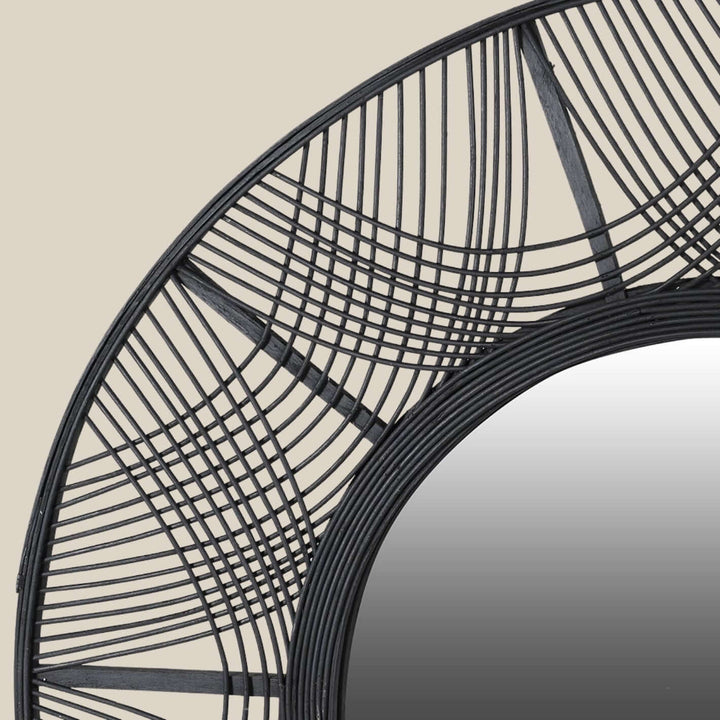 Woven Bamboo Round Mirror