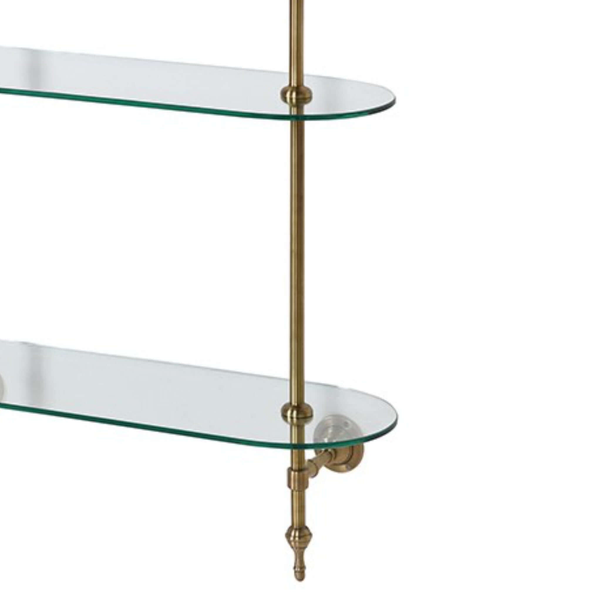 Brass & Glass Wall Mounted Open Shelving - escapologyhome.co.uk
