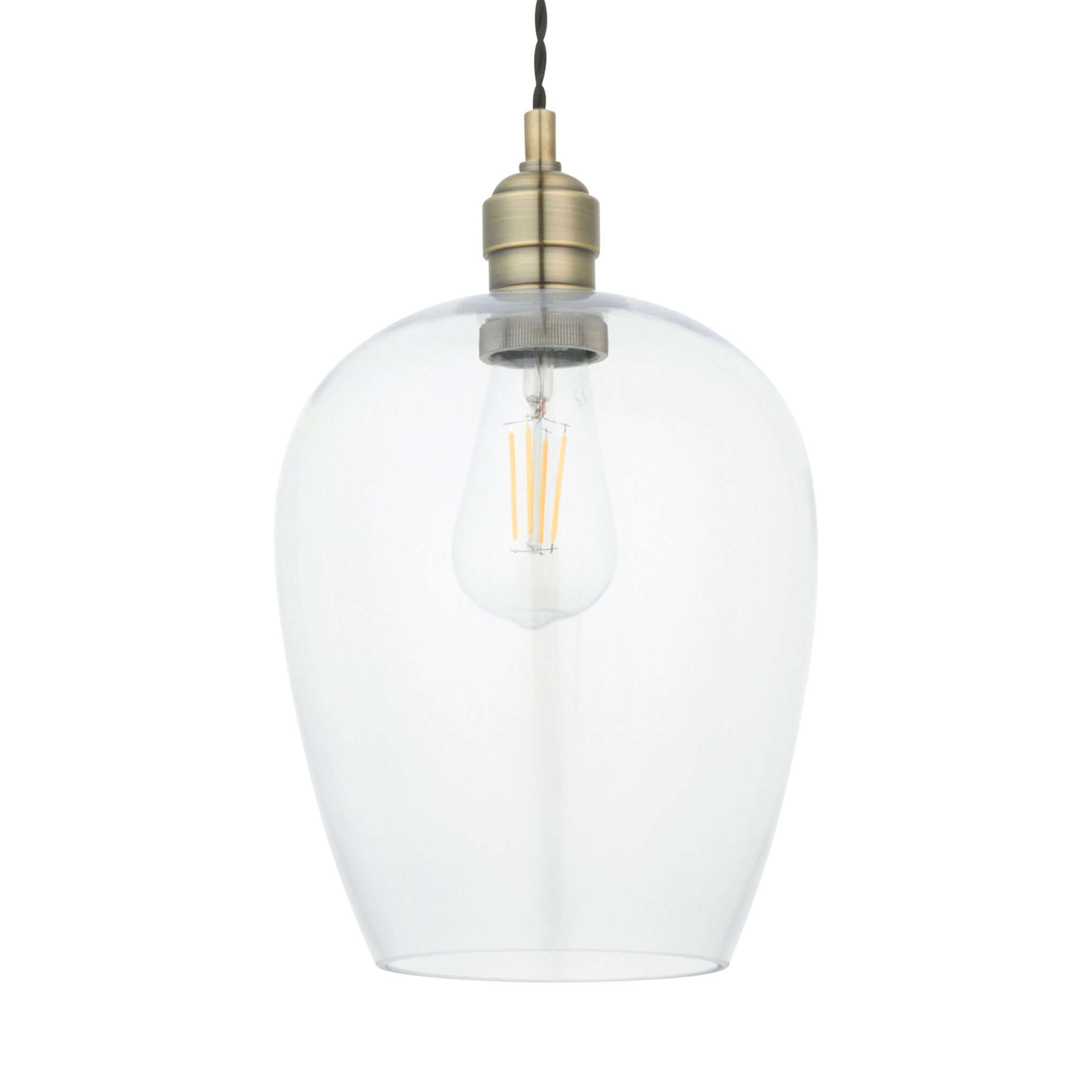 Claro Clear Glass Dome Pendant - Brass - escapologyhome.co.uk