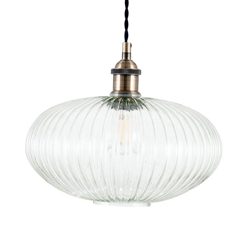 Leucate Ribbed Glass Oval Pendant - escapologyhome.co.uk