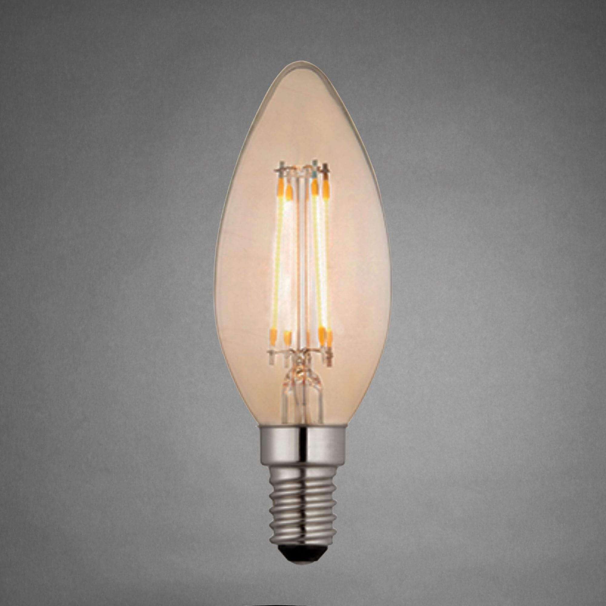 E14 Candle Filament LED Bulb - Amber - escapologyhome.co.uk