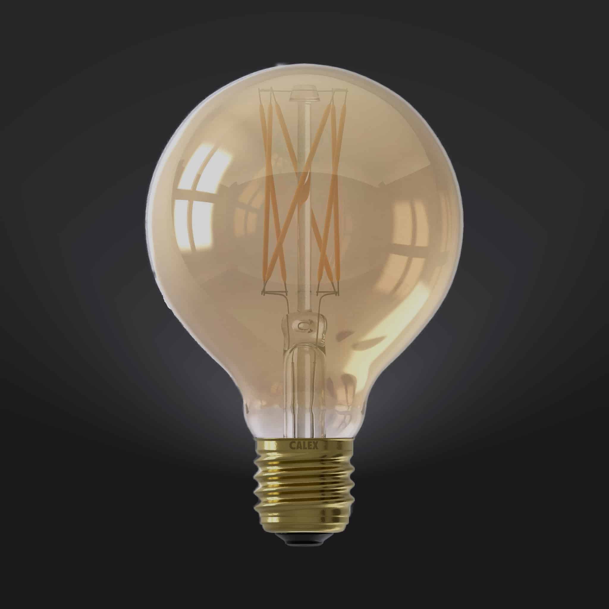 E27 Globe Gold-Tinted LED Bulb - Calex Dimmable - escapologyhome.co.uk