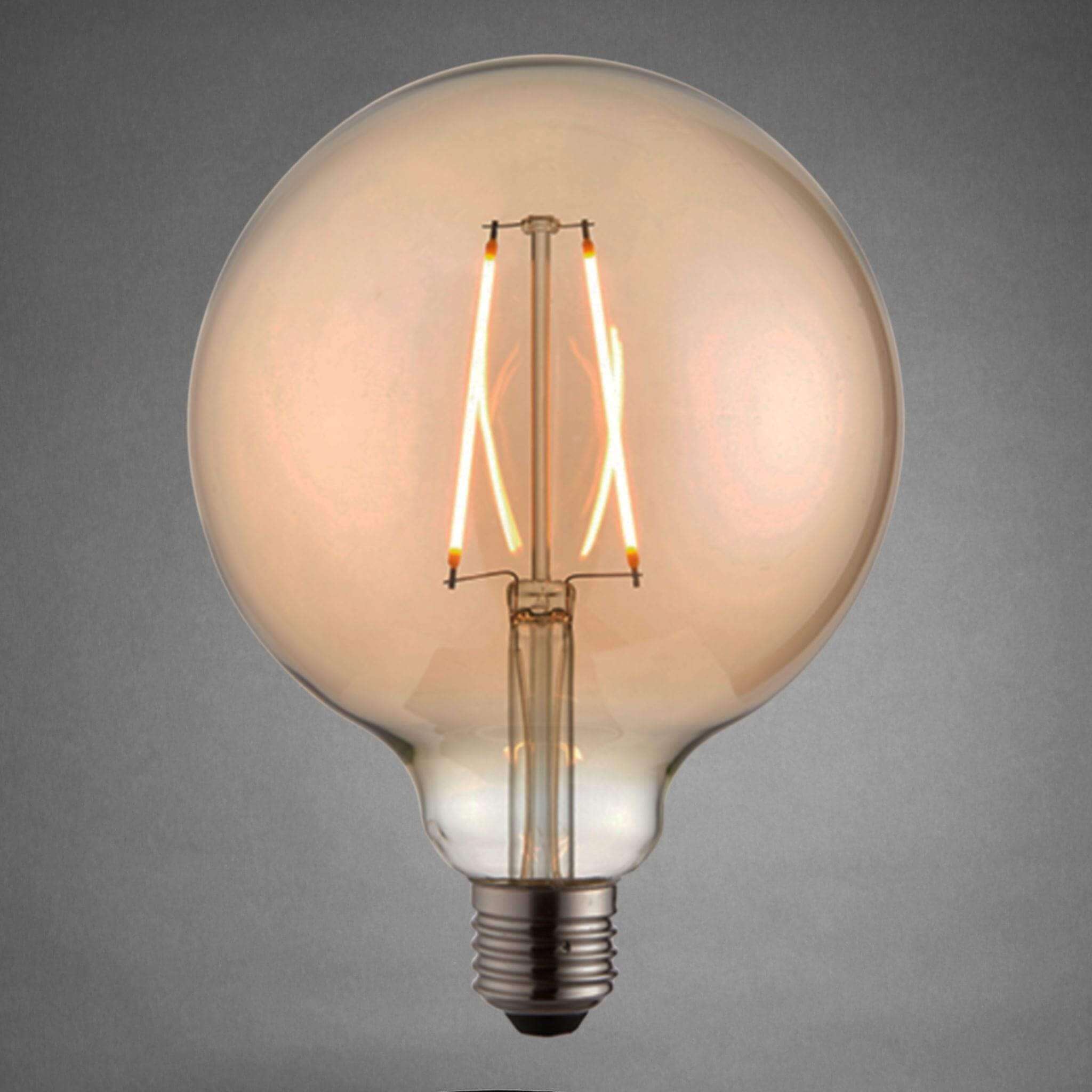 E27 LED Filament Extra Large Globe Bulb 2W - Amber - escapologyhome.co.uk