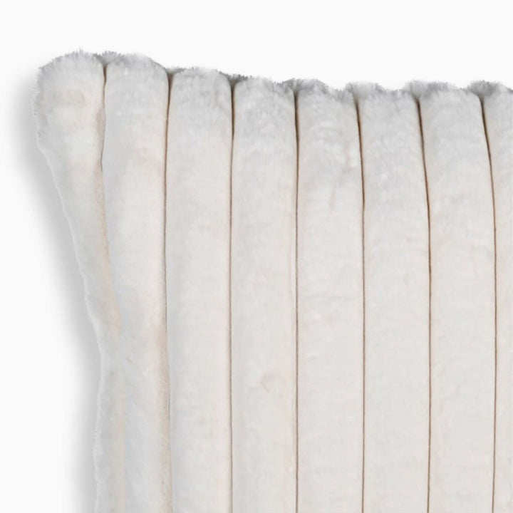 Ribbed Faux Fur Cream Cushion
