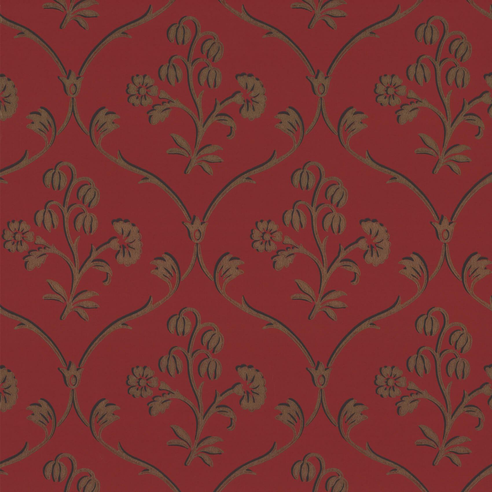 Little Greene Wallpaper Cranford Cherry Gold - escapologyhome.co.uk