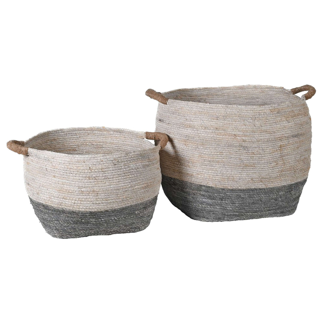 Woven Grey & Natural Seagrass Storage Baskets