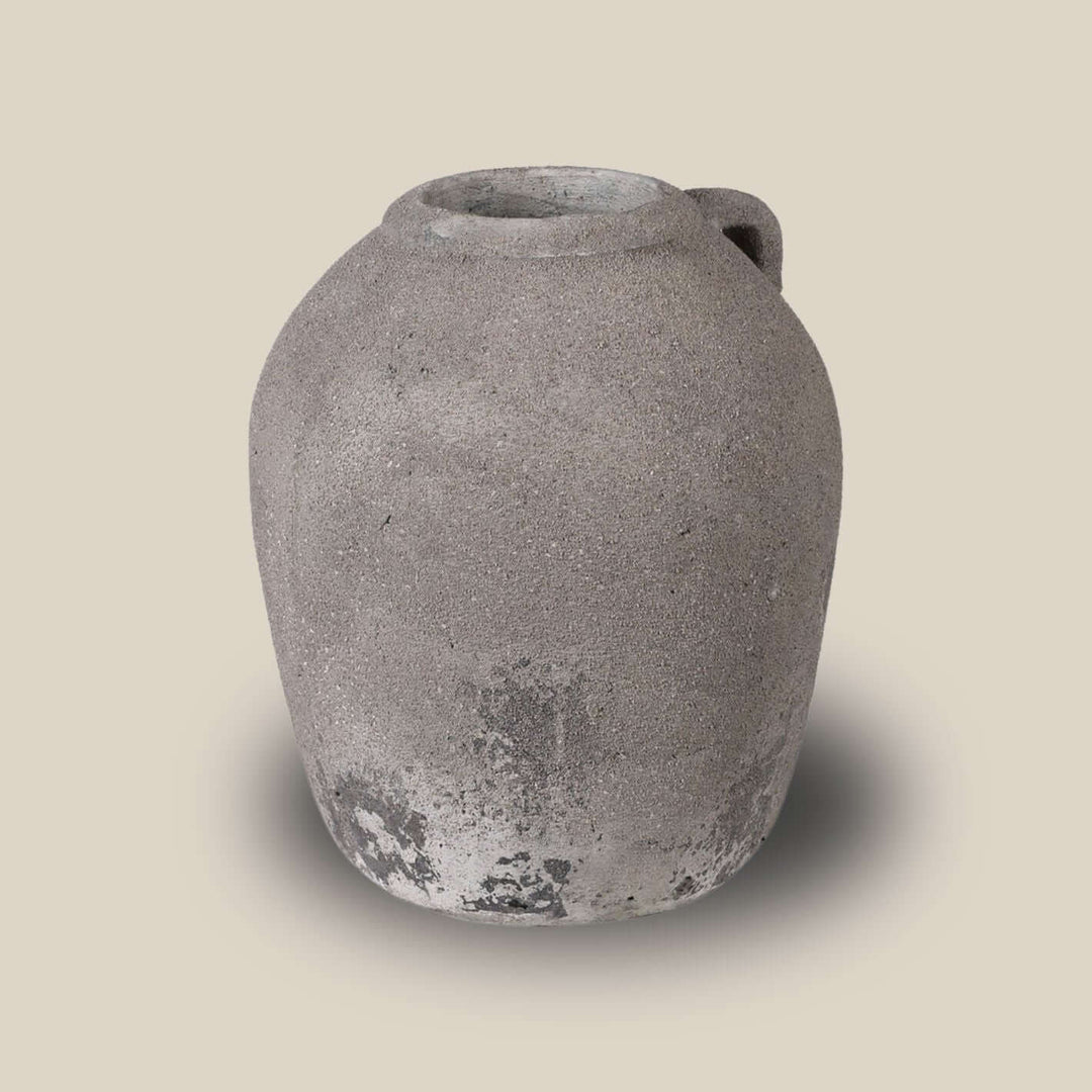 Antiqued Earthenware Vessel Vase - Grey