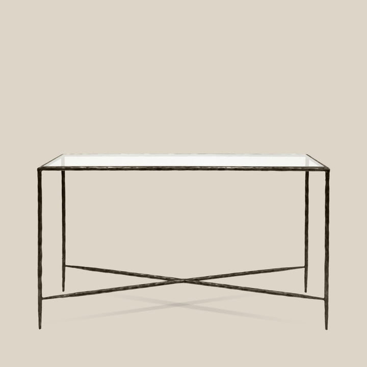 Athena Glass Rectangular Console Table - Dark Bronze