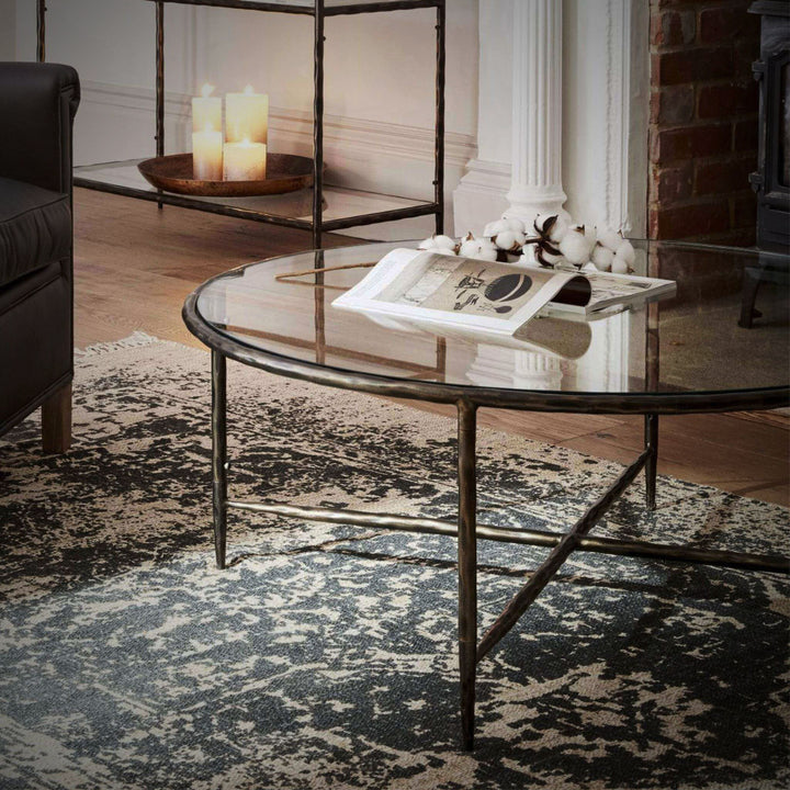 Athena Glass Round Coffee Table - Dark Bronze