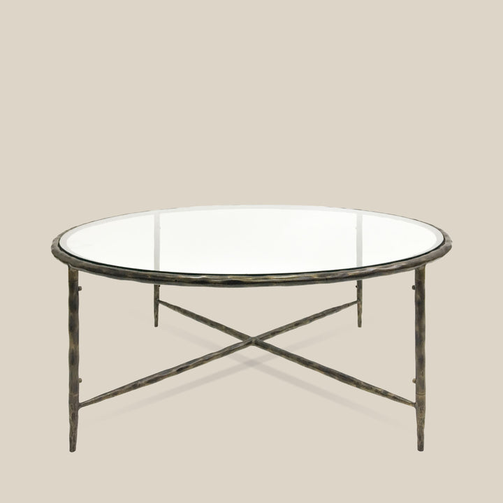 Athena Glass Round Coffee Table - Dark Bronze