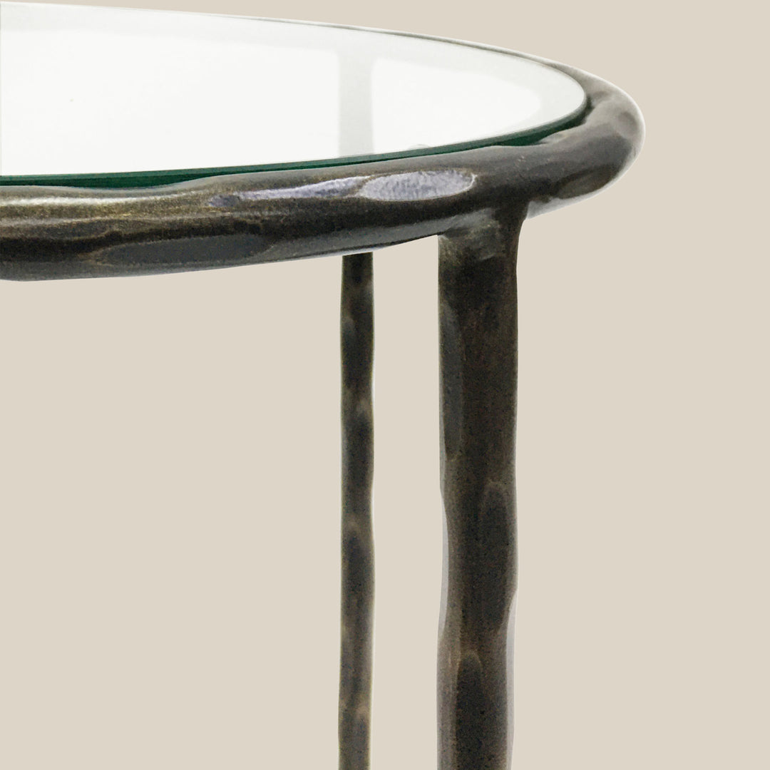 Athena Glass Round Side Table - Dark Bronze