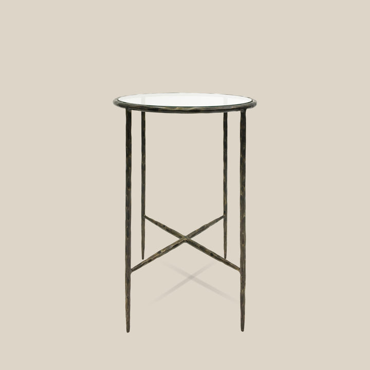 Athena Glass Round Side Table - Dark Bronze