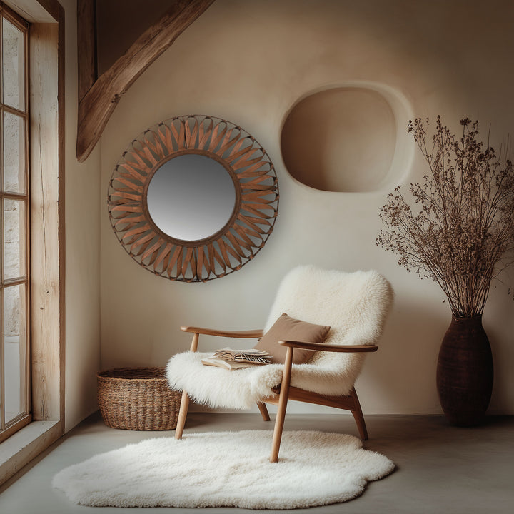 Bay Bamboo Ribbon Round Mirror
