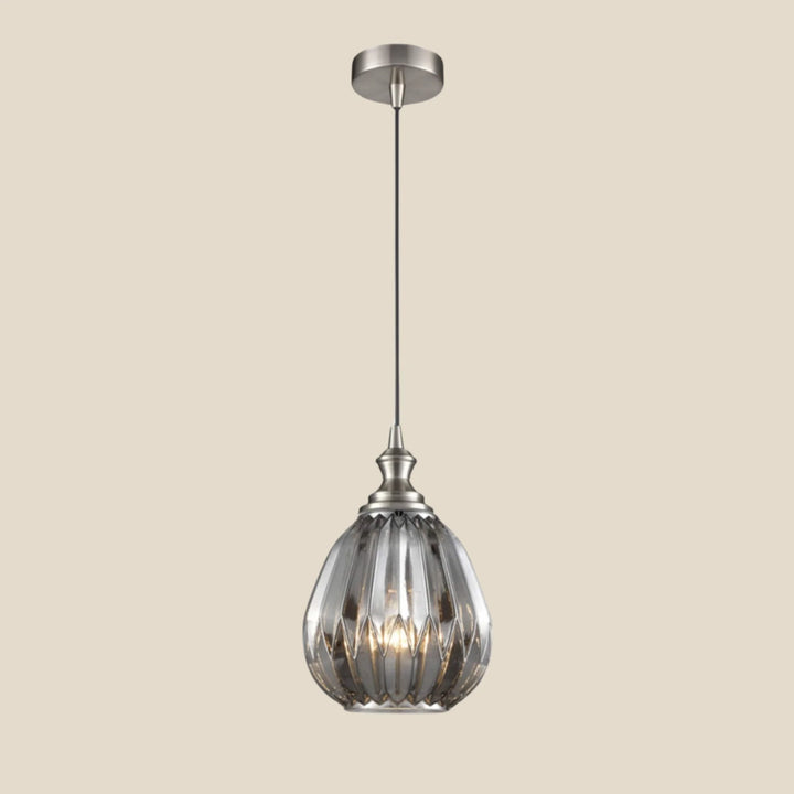 Bella Smoked Teardrop Pendant - Smoked Mirror Glass
