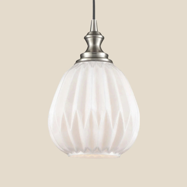 Bella Milk Glass Teardrop Pendant - White