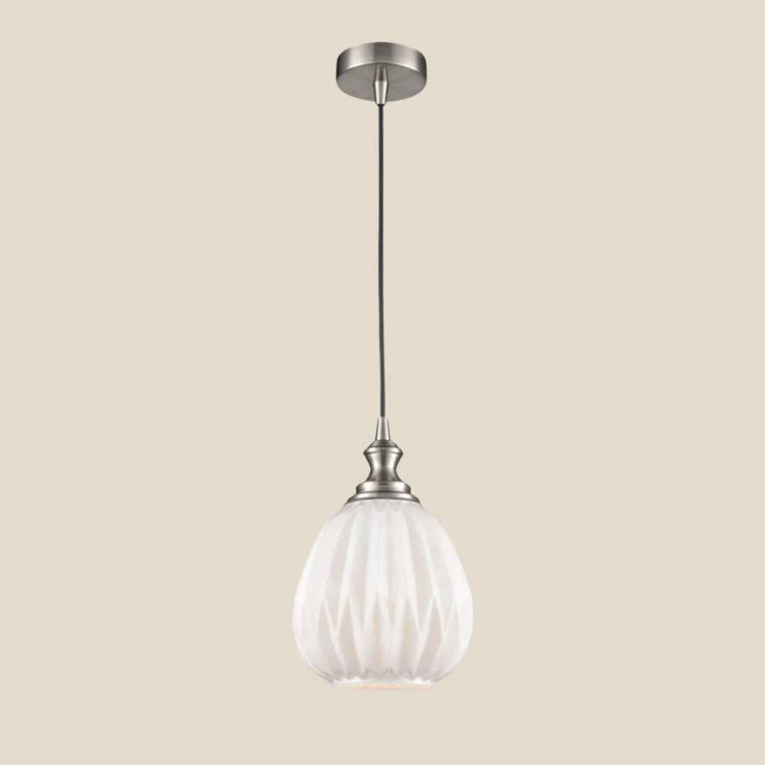 Bella Milk Glass Teardrop Pendant - White