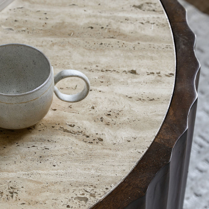 Bolberry Travertine Round Coffee Table