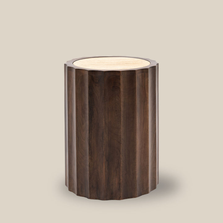 Bolberry Travertine Round Side Table