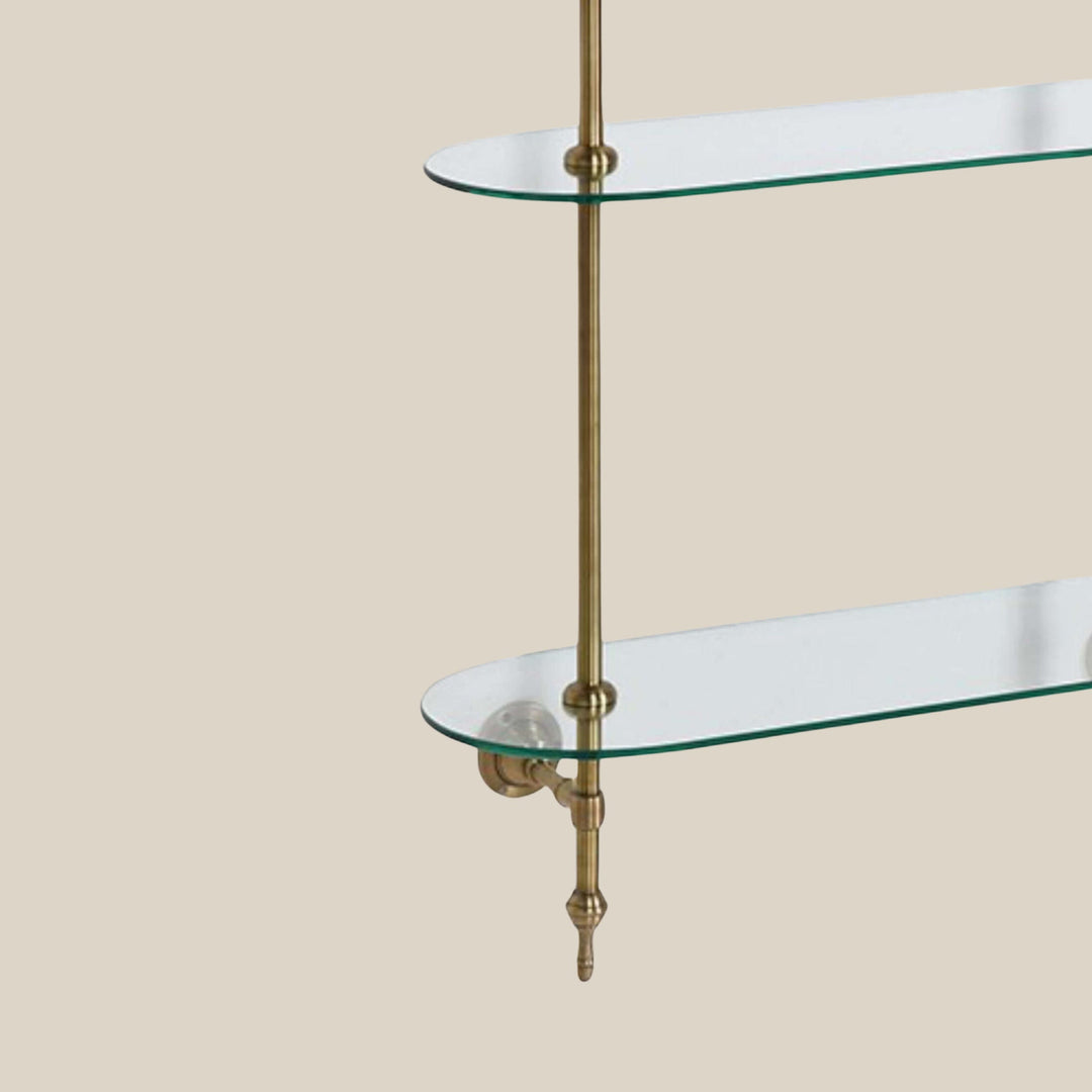 Brass & Glass Wall Mounted Open Shelving