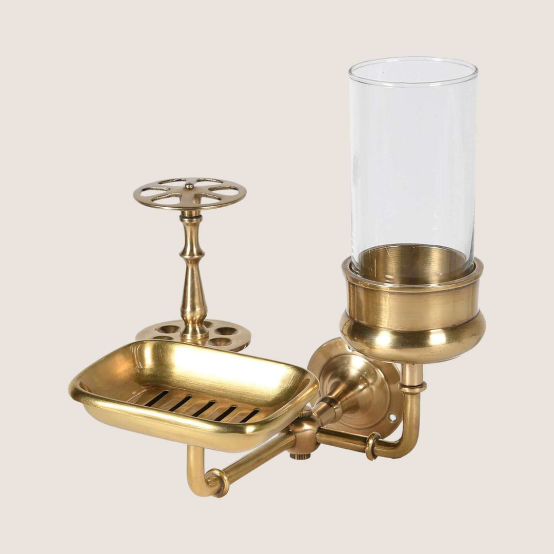 Classic Brass Wall Mounted Soap & Toothbrush Holder