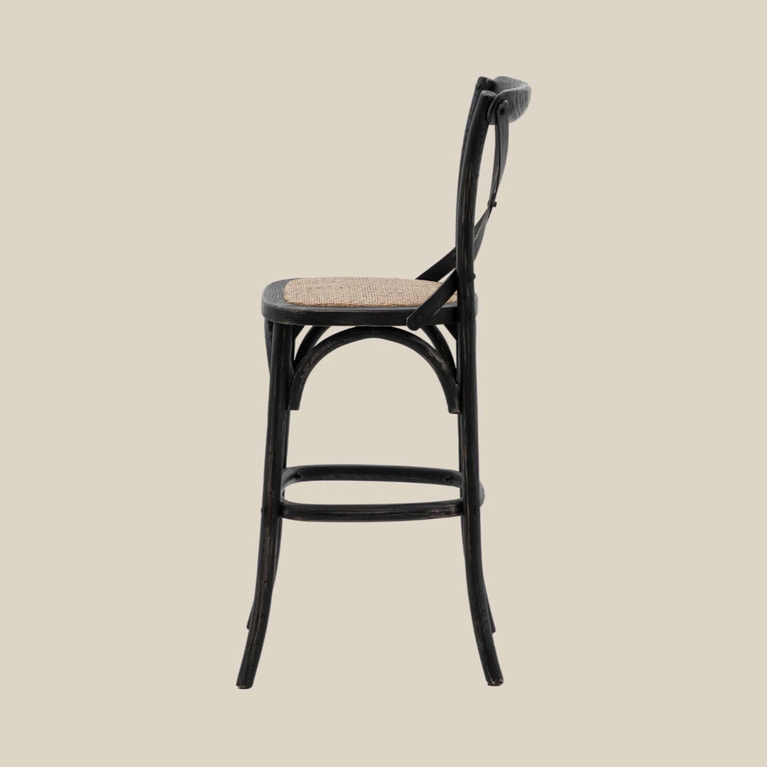 Cross Back Counter Stool - Black