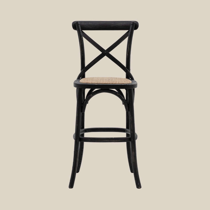 Cross Back Counter Stool - Black