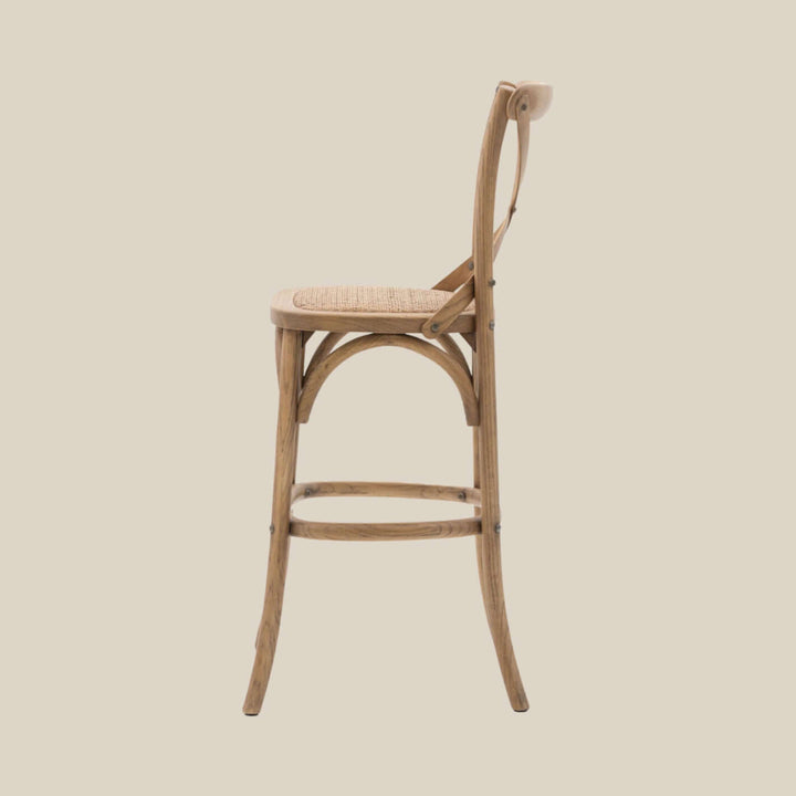 Cross Back Counter Stool - Natural Oak