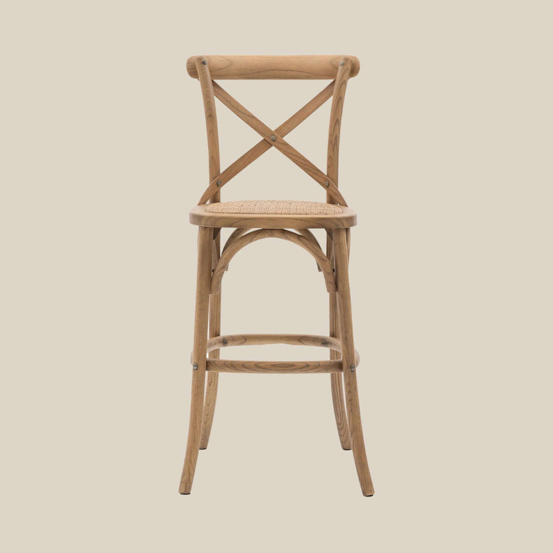 Cross Back Counter Stool - Natural Oak