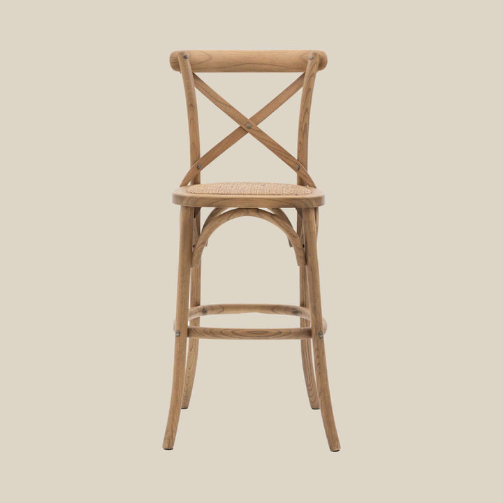 Cross Back Counter Stool - Natural Oak