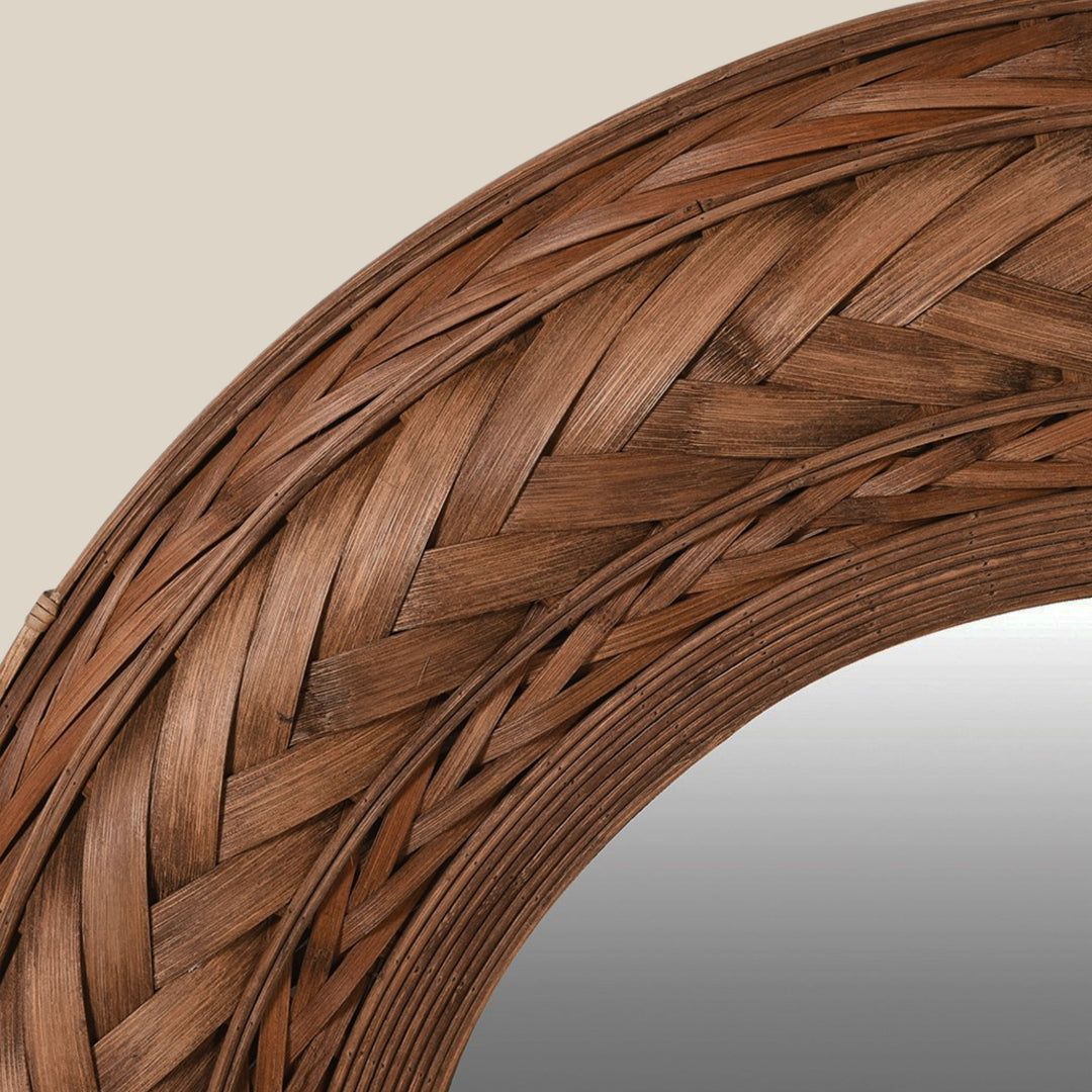 Ribbon Bamboo Round Wall Mirror