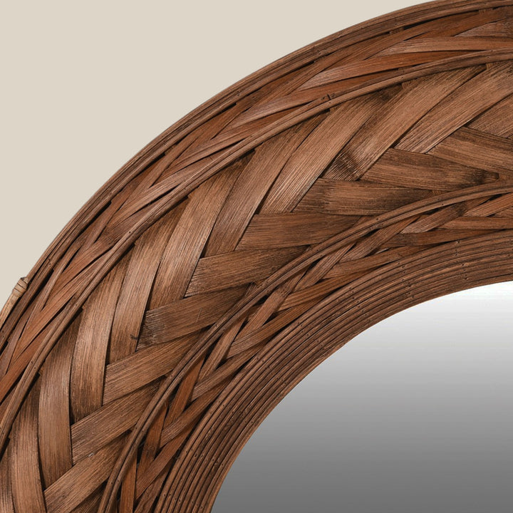 Ribbon Bamboo Round Wall Mirror