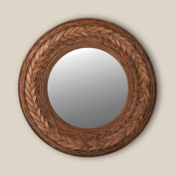 Ribbon Bamboo Round Wall Mirror