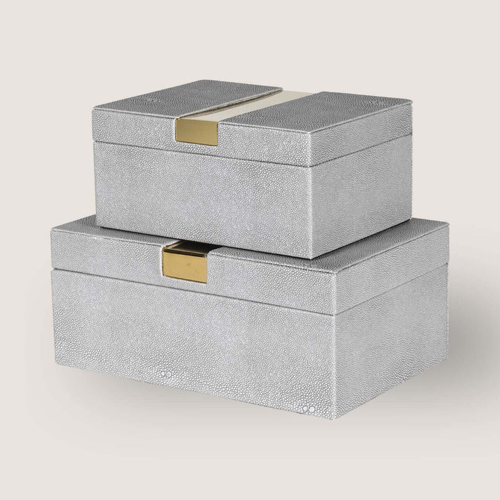 Faux Shagreen Storage Boxes - Pair