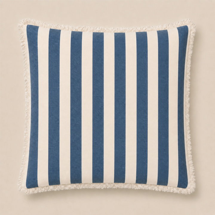 Sorrento Striped Large Scatter Cushion - Blue & Ecru