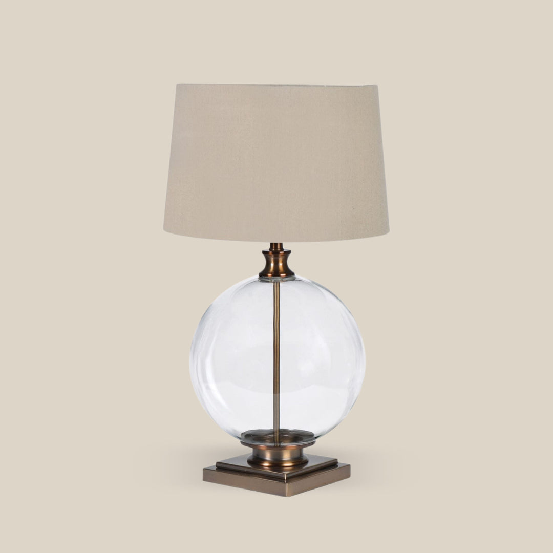 St Ermins Glass Ball Table Lamp with Shade