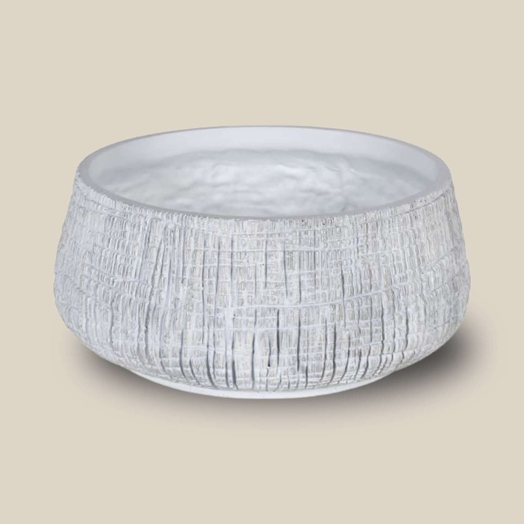 Low White Yakisugi Textured Bowl