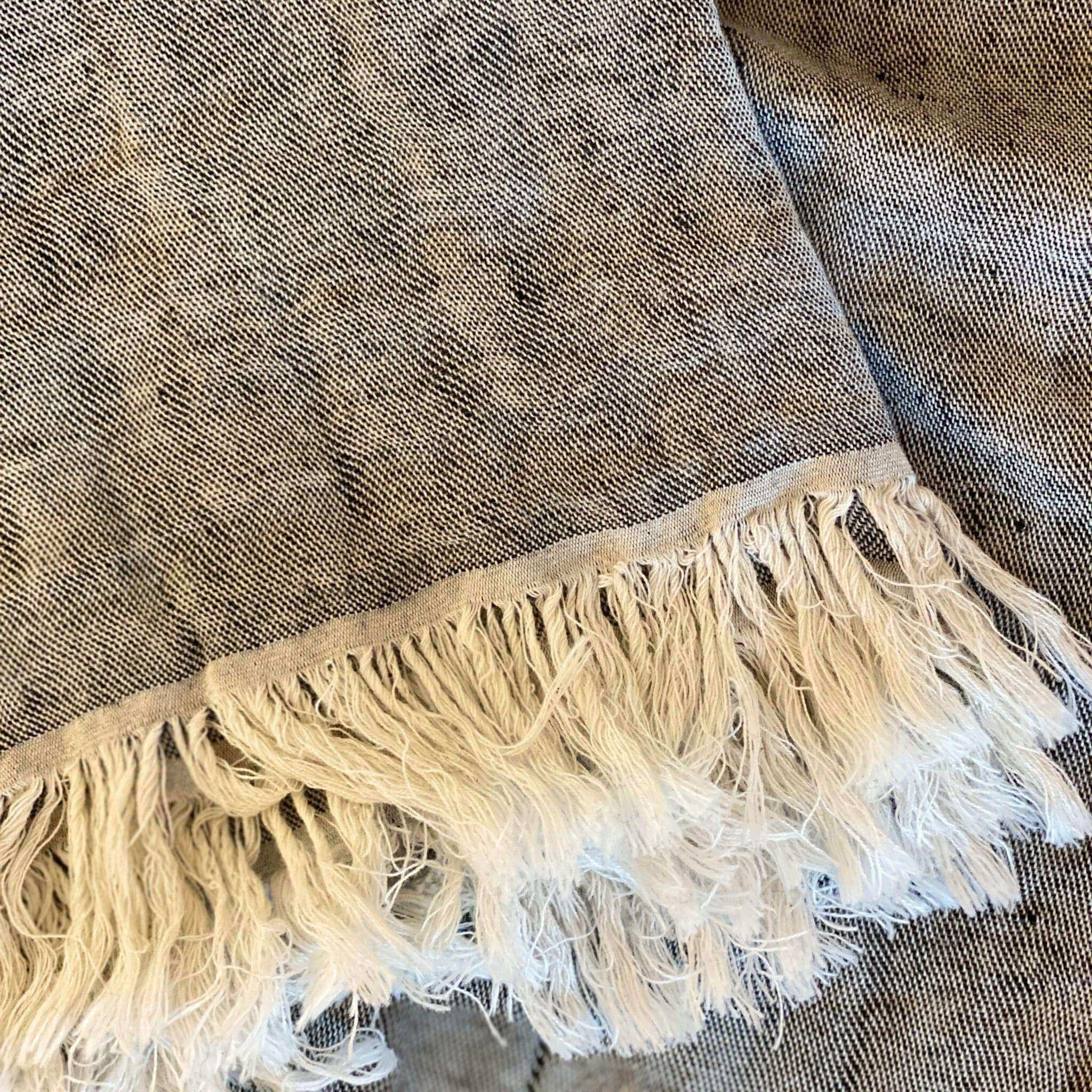 Escapology Natural Linen Bed Throw - Grey - escapologyhome.co.uk