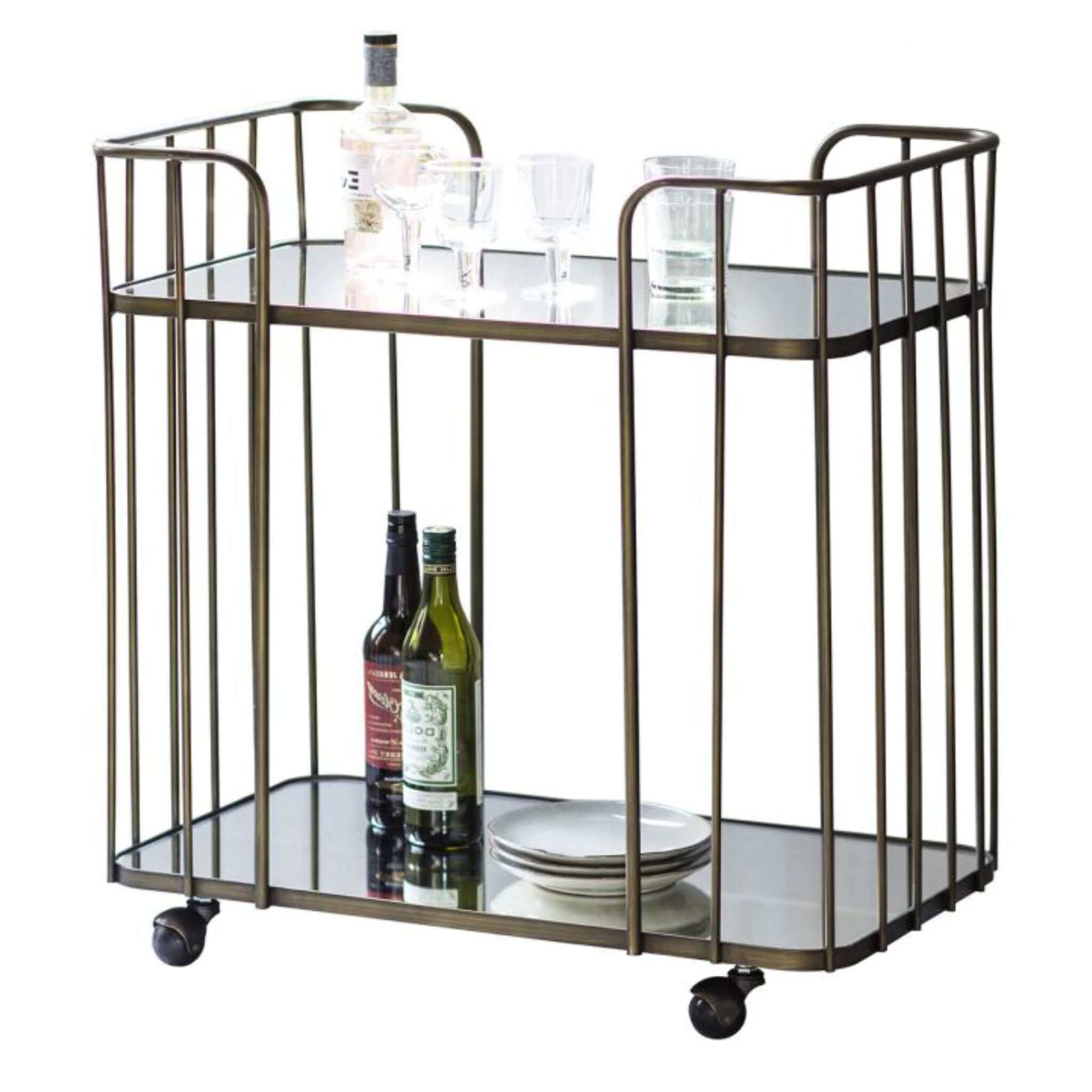 Brushed Brass Drinks Trolley - escapologyhome.co.uk