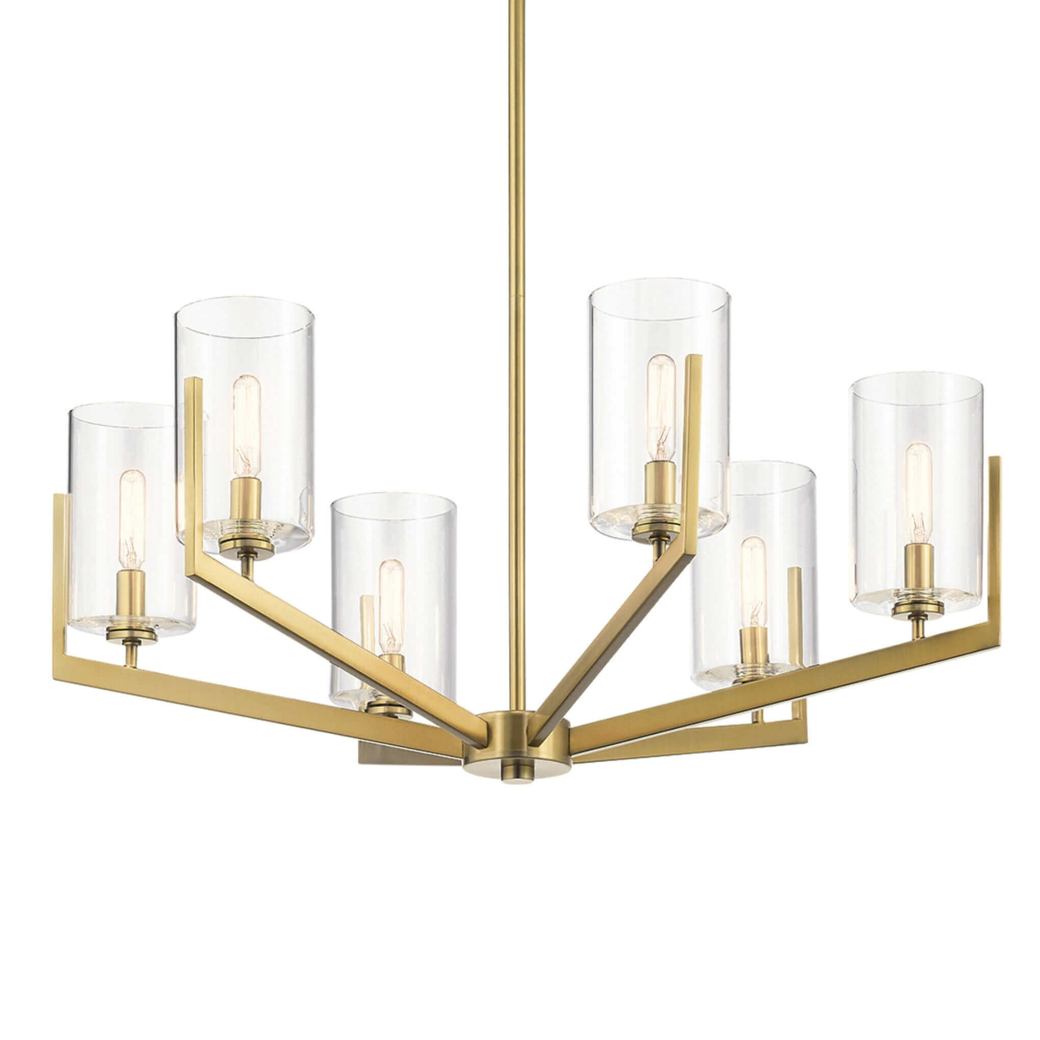 Canne 6-Light Chandelier - Brushed Brass - 71cm - escapologyhome.co.uk