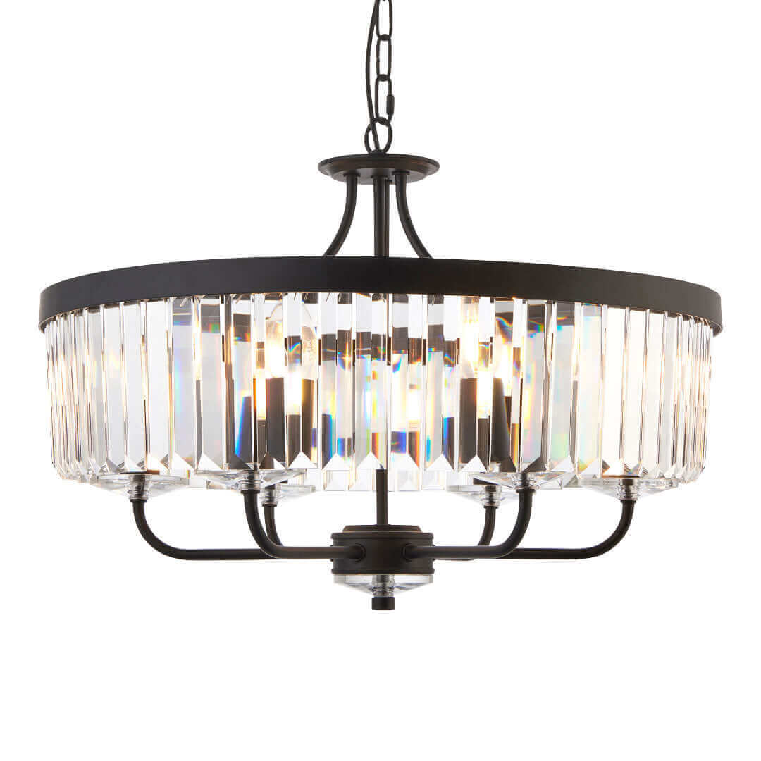 Iara Round Faceted Glass Chandelier - Black - escapologyhome.co.uk