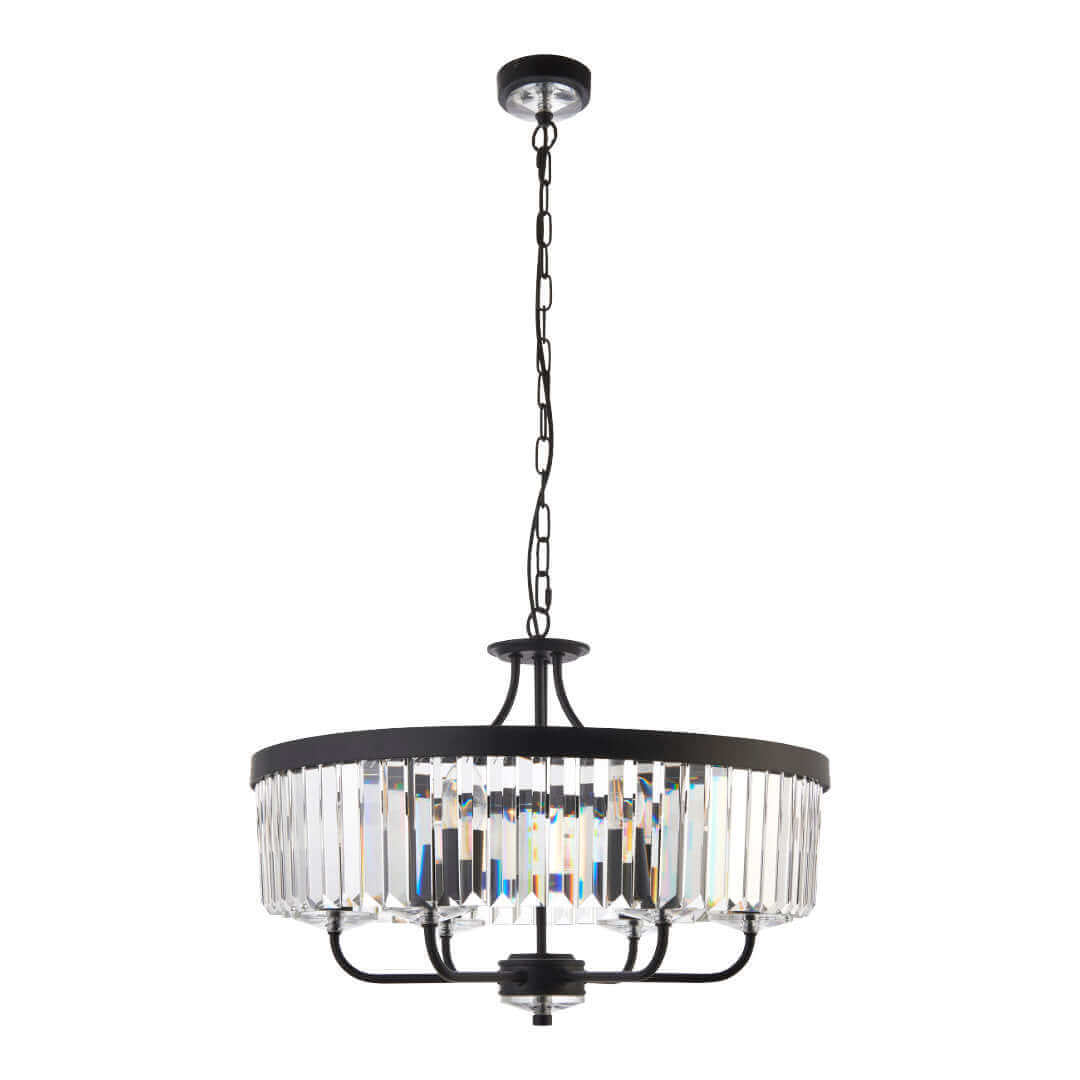 Iara Round Faceted Glass Chandelier - Black - escapologyhome.co.uk