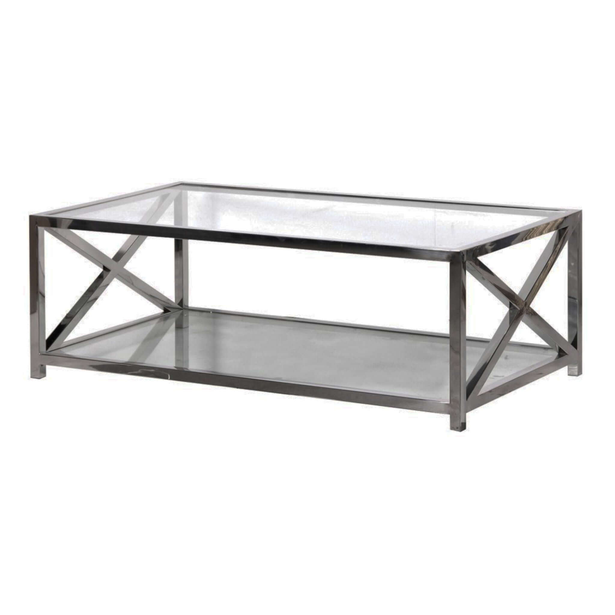 Escapology Lyon Polished Stainless Steel Coffee Table - escapologyhome.co.uk