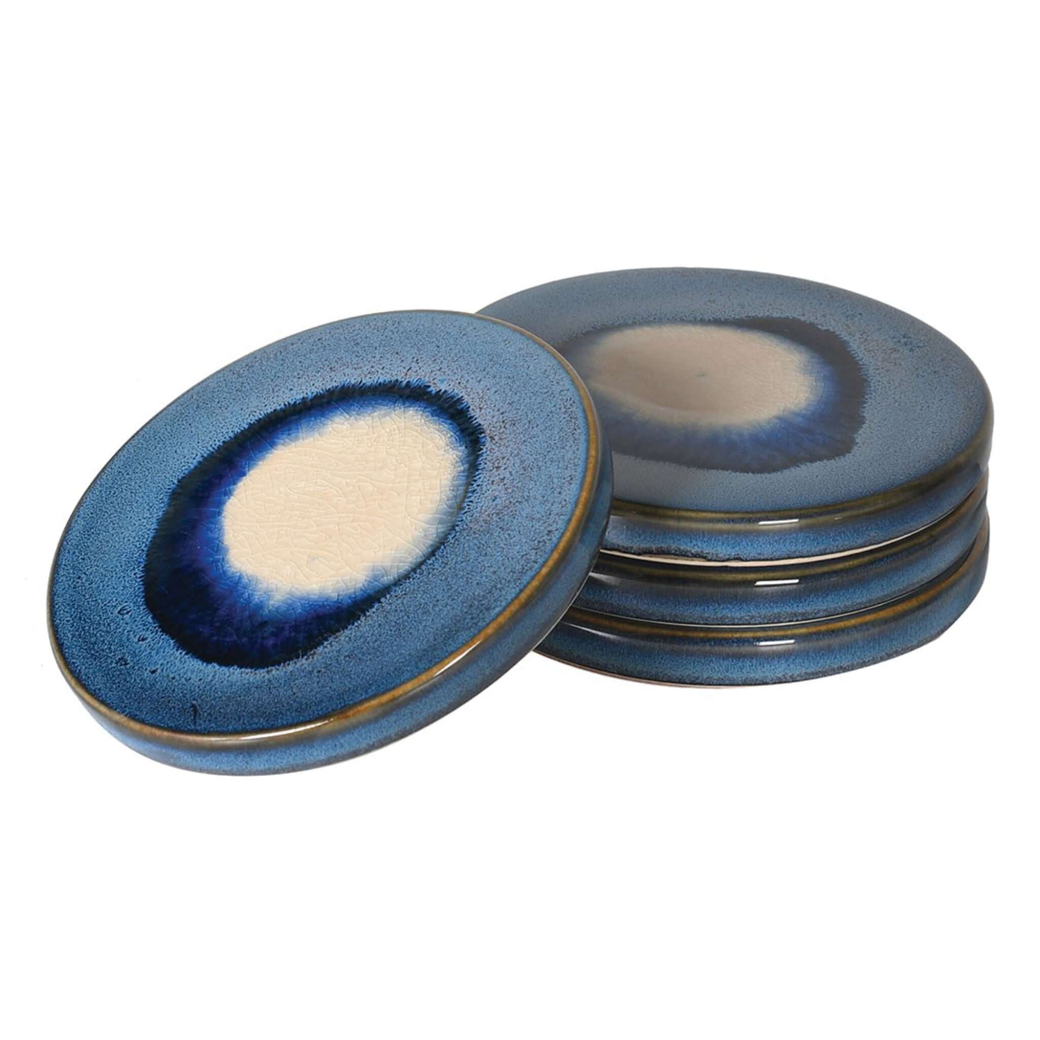 Blue Starglaze Ceramic Drink Coasters - Set of 4 - escapologyhome.co.uk