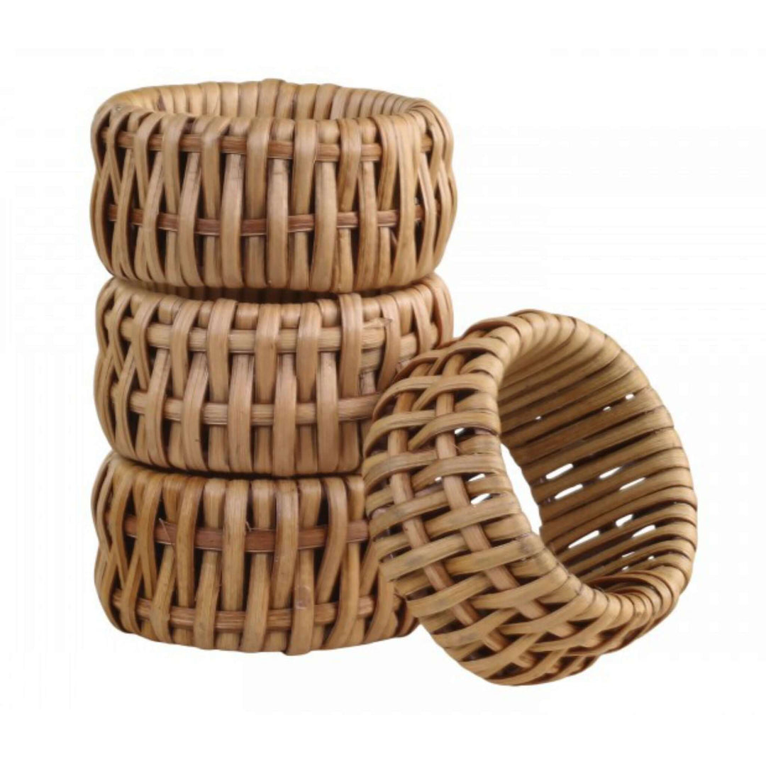 Woven Rattan Napkin Ring - Set of 4 - escapologyhome.co.uk