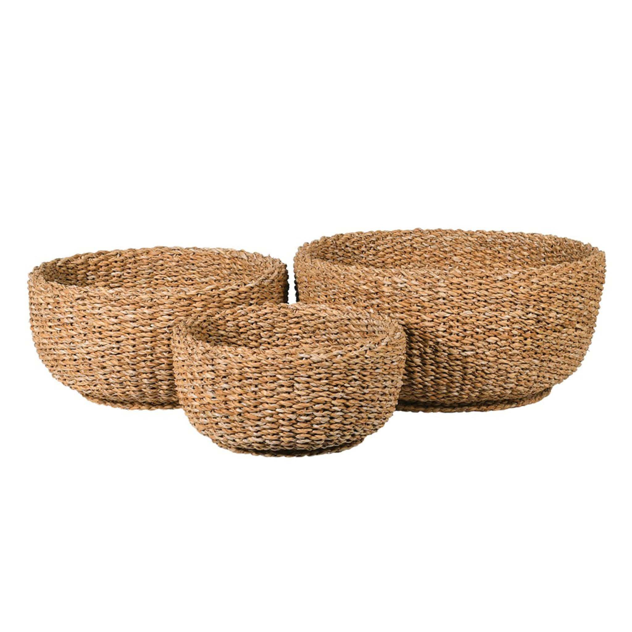 Escapology Handwoven Natural Seagrass Baskets - Set of 3 - escapologyhome.co.uk