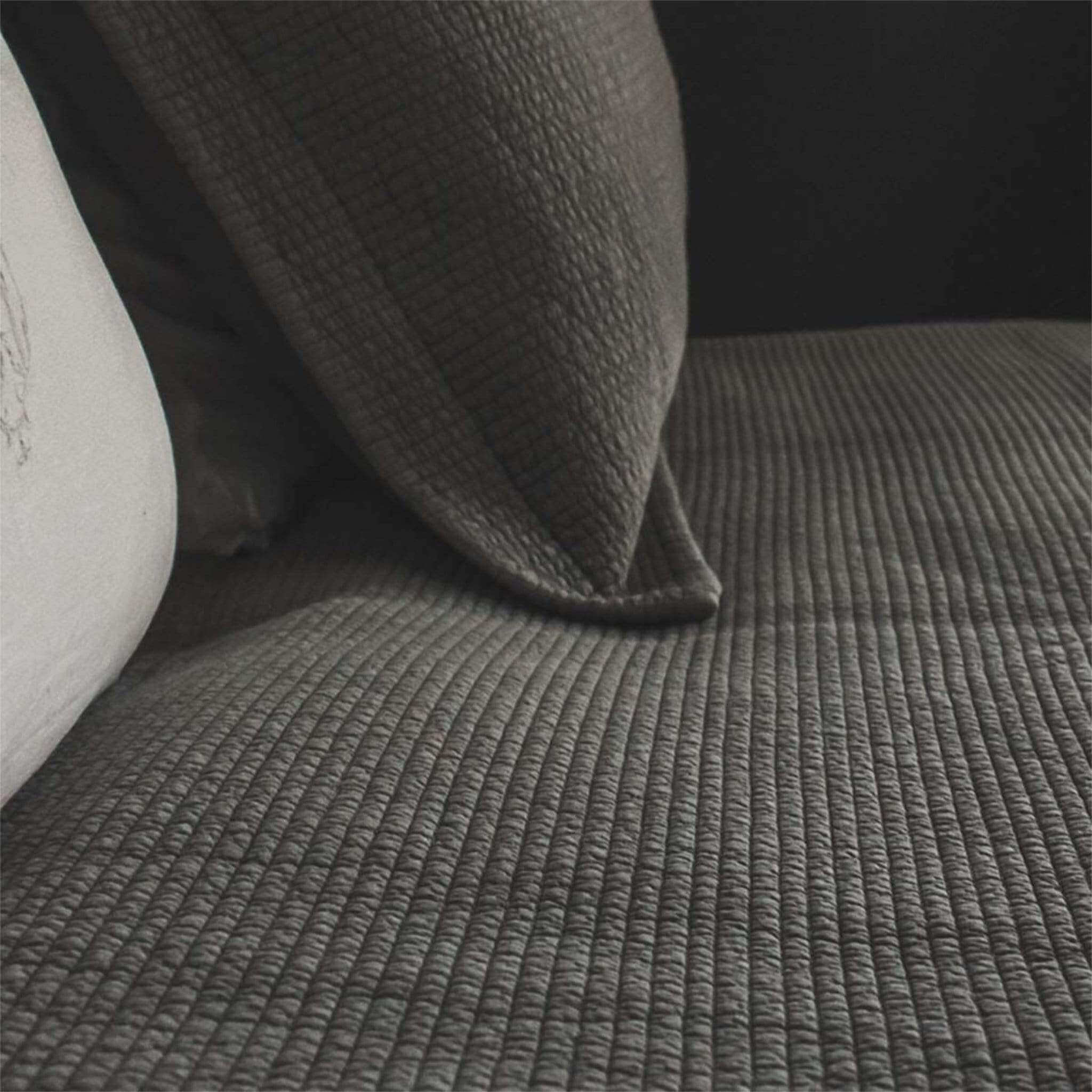 Crinkled Cotton Grey Bedspread - escapologyhome.co.uk