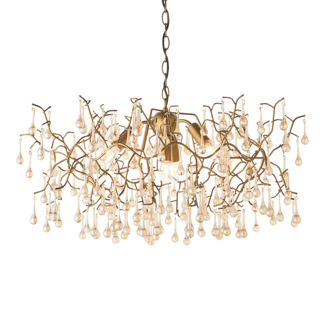 Branch Glass Teardrop Chandelier - Antique Gold - escapologyhome.co.uk