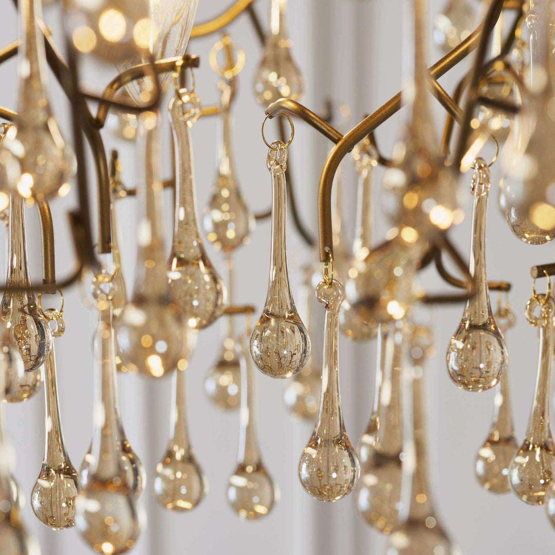 Branch Glass Teardrop Chandelier - Antique Gold - escapologyhome.co.uk